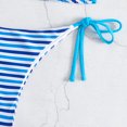 thumbnail image 3 of Guardurnaity de niña con top triangular y cuello halter, braguita estampada, traje de baño de piezas. Tejido suave, perfecto para viajar. conjuntos de ropa Rayas verdes S, 3 of 6
