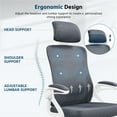 thumbnail image 5 of REKHH  Ergonomic Mesh Office Chair, High Back Desk Chair with with flip-up Armrests, Adjustable Padded Headrest Computer Chair with Lumbar Support for Home Oiffce Game Room,White/Gray, 5 of 7