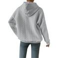 thumbnail image 4 of LilyLLL Womens Solid Color Hoodie Sweatshirt Jacquard Knit Sweater Pullover Tops, 4 of 4