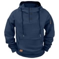 thumbnail image 1 of Mens Fleece Quarter Button Hoodie - Drawstring Pullover Sweatshirt for Men Fall Travel Lightweight Long Sleeve Fashion Hoodies with Pockets, 1 of 4