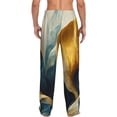 thumbnail image 3 of Uemuo Golden Blue Leaf Design Pattern Men's Wide Leg Palazzo Lounge Pants with Pockets Light Weight Loose Comfy Casual Pajama Pants-Medium, 3 of 9