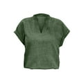 thumbnail image 5 of Yubnlvae Batwing Sleeve V-Neck Tops - Women's Solid Color Casual Shirts (Flowy Boho Style, Daily Wear) Green XL, 5 of 7