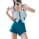thumbnail image 4 of Eigraketly Modifique la cintura con estilo Conveniente vestido de una pieza con elasticidad Color sólido Poliéster Diseño clásico para mujer Traje de baño Azul, 1 L, 4 of 6