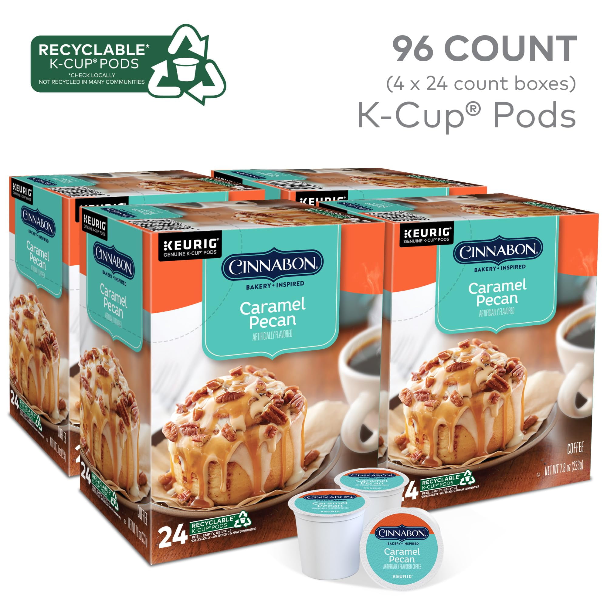 Cinnabon Caramel Pecan Light Roast Coffee Keurig K-Cup Pods, 96 ct, BB 12/25