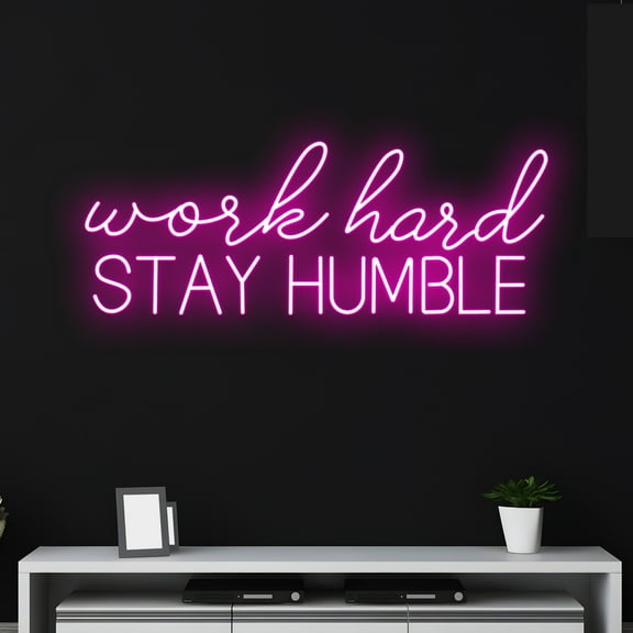 Handmadetneonsign Custom Work Hard Stay Humble Neon Sign, Custom Quote Name LED Light, Bedroom