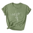 thumbnail image 2 of HOMBOM Short Sleeve Womens Easter Shirts Green T-shirts Round Neck Happy Easter Y2k Tops S, 2 of 3