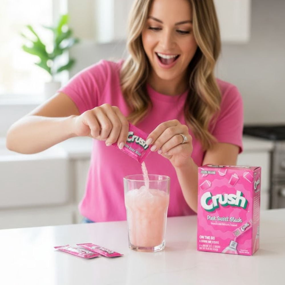 Crush Pink Swirl Slush On-The-Go Drink Mix (2 Pack) + Bonus Customized Emergency Whistle – Zero Sugar Powder Sticks with Colors from Natural Sources