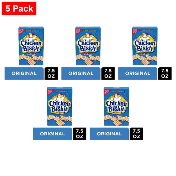 Nabisco CHICKEN IN A BISKIT Original Baked Crackers 7.5 oz - 5 Pack