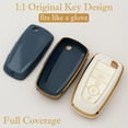 thumbnail image 5 of Key Fob Cover Compatible with Fit for Ford Explorer Bronco Escape Edge Expedition Mustang F150 Lincoln Keychain Case Holder Protector,Gray with Keychain, 5 of 7