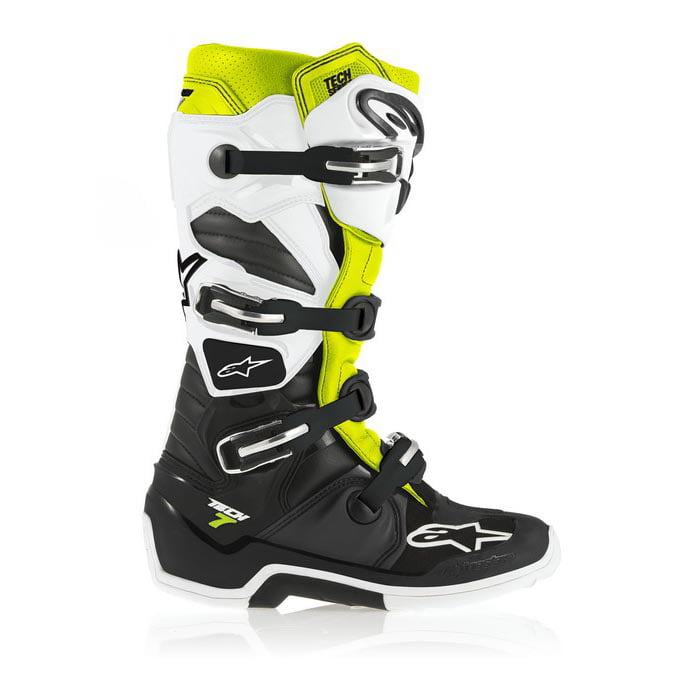 Alpinestars Tech 7 Enduro Mens MX Offroad Boots Black/White/Yellow ...