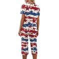thumbnail image 5 of Women's 4th of July Pajama Sets 2 Pieces Lounge Sleepwears US Patriotic Printed Plus Size Short Sleeve Top and Capri Pants Independence Day Gifts, 5 of 6