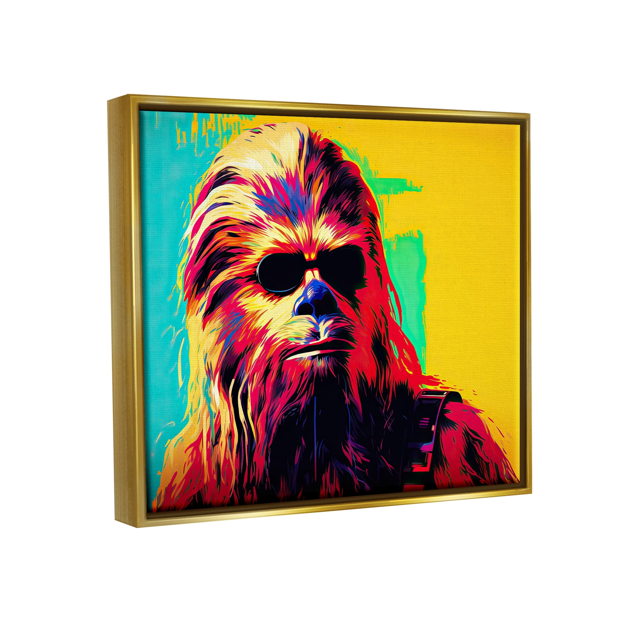 Stupell Industries Abstract Sci-Fi Creature Fairy Tales & Fantasy Painting Gold Floater Framed Canvas Art Print Wall Art, 21 x 17