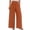 Orange, variant on Cotton Linen Pants for Women Elastic Waisted Lounge Pants Straight Wide Leg Loose Fitted Trousers Size L