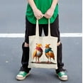 thumbnail image 4 of Colorful Anthropomorphic Birds Tote Bag - Canvas Multifunctional Reusable Shopping Bag for Parties Travel & Shopping - Unique Design with Bandanas, 4 of 6