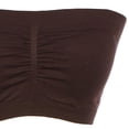 thumbnail image 2 of Junior Plus Size Front Ruched Seamless Bra Padded Bandeau, Brown, One Size, 2 of 2