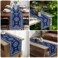 thumbnail image 5 of Navy Blue Boho Floral Table Runner 90 Inches Long,Ethnic Tribe Farmhouse Artwork Cotton Linen Table Runners Dresser Scarves,Fabric Tabletop Scarf Furniture Cover for Home Dinner Party 13"x90", 5 of 9