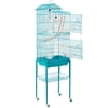 Alden Design 62.4"H Metal Rolling Mid-Size Bird Cage with Detachable Stand, Teal Blue