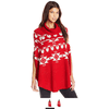 Derek Heart Juniors Aztec Jacquard Cowl Neck Poncho Sweater, Red, Medium