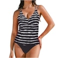 thumbnail image 2 of Trajes de baño para mujer, Trajes de baño para mujer, Traje de baño de bikini ajustado con escote en V y cintura alta, estampado, fruncido y abertura, con tirantes y cuello colgante, para mujer, 2 of 9