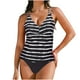 thumbnail image 1 of Conjunto de Bikini de Cintura Alta Impreso Cuello en V Correa Ajustado Traje de Baño de una Pieza con Lado Dividido, Traje de Baño Sexy para las Mujeres Playa Piscina Verano, 1 of 9