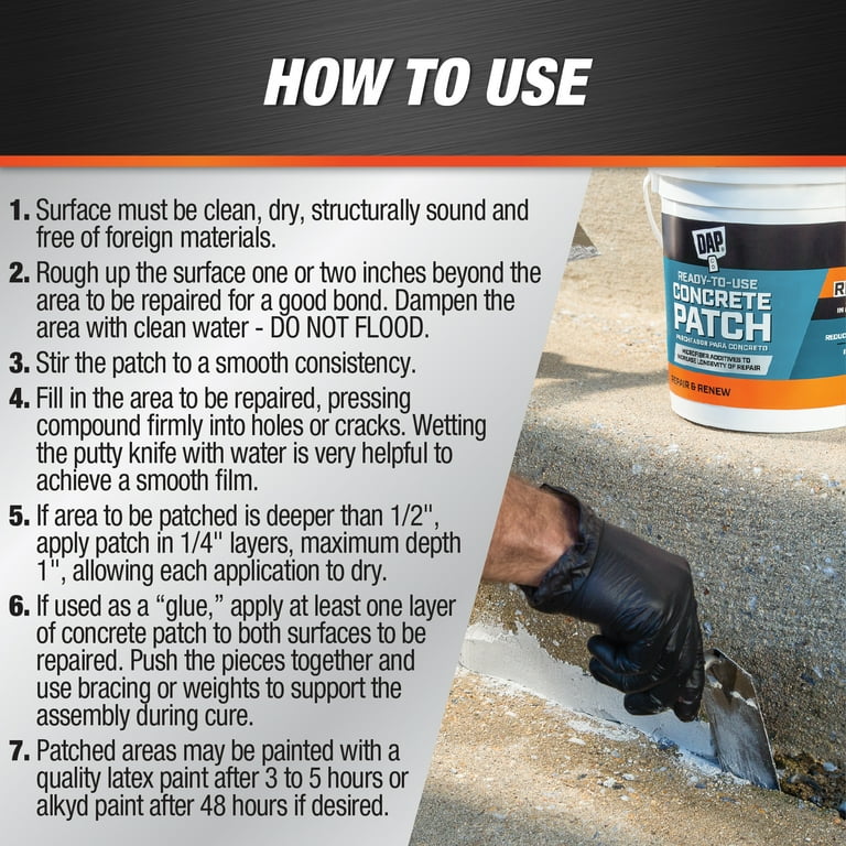 2 pack) DAP Ready-Mixed Concrete Patch 32 oz Gray Cement