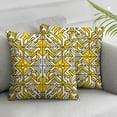 thumbnail image 3 of Geometric Outdoor Pillow Covers Set of 2, Abstract Diamond Plaid DecorativeThrow Pillowcase Yellow Geometrical Art Linen Soft Cozy Cushion Cover Pillowsham, 3 of 7
