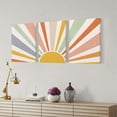 thumbnail image 3 of Framed Canvas Wall Art Prints Rainbow Sun Rising on Horizon,Abstract Sun Wall Art Bedroom Abstract Geometric Line Art Boho Wall Decor Living Room Office Bathroom Decor Wall Art,12"x16"x3, 3 of 6