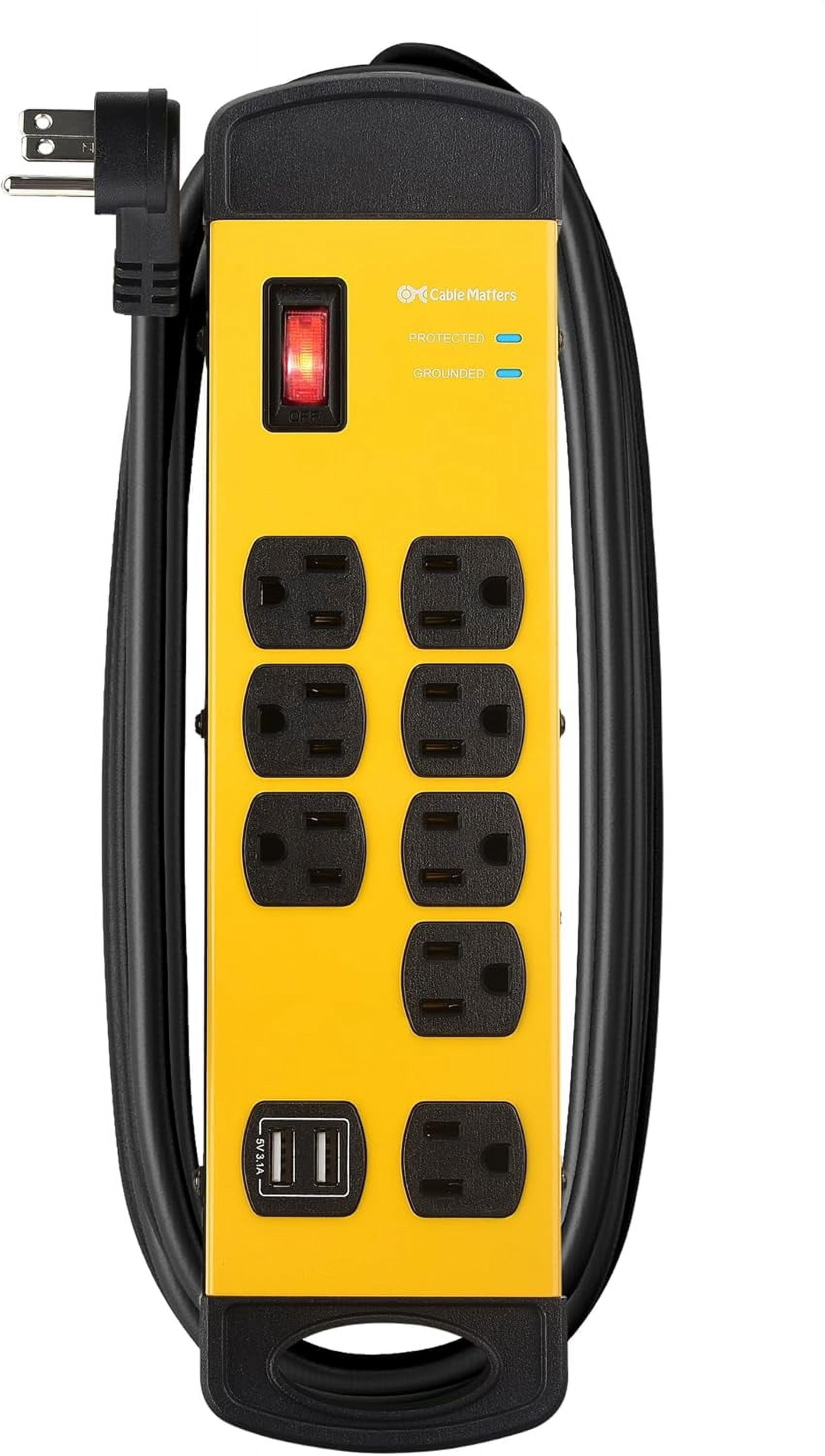 RGHJAR-[ETL Listed] 8-Outlet Heavy Duty Surge Protector Power Strip with USB Ports, 8 ft Cord, 1960 Joules, Wall-Mountable Design - Ideal for iPhone 16/15 Pro Max, iPad Pro, Galaxy S23 Charging