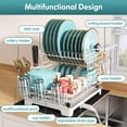 thumbnail image 4 of Escurridor de Trastes Acero Inoxidable para Mostrador de Cocina, Escurridor de Platos con Soporte para Copas de Vino, Estante para Cubiertos y Almohadilla de Secado Adicional, 4 of 7