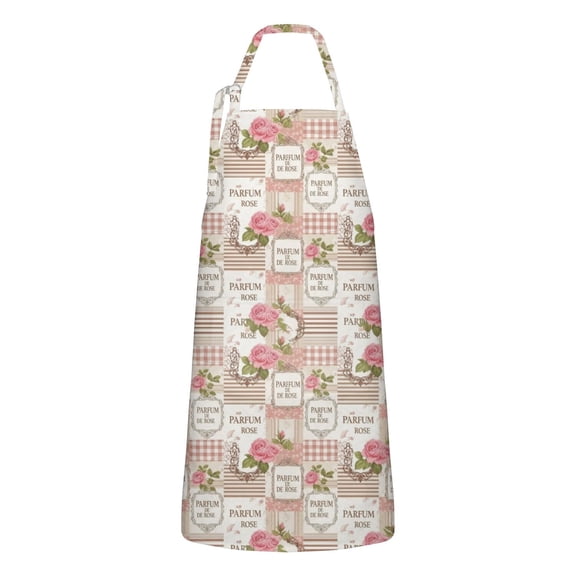 Pioneer Flower Floral Print Pattern Apron for Women and Men, Cotton Linen Waterproof with Pockets, Adjustable, 33x27 Inch for Kitchen, Gardening, BBQ, Salon