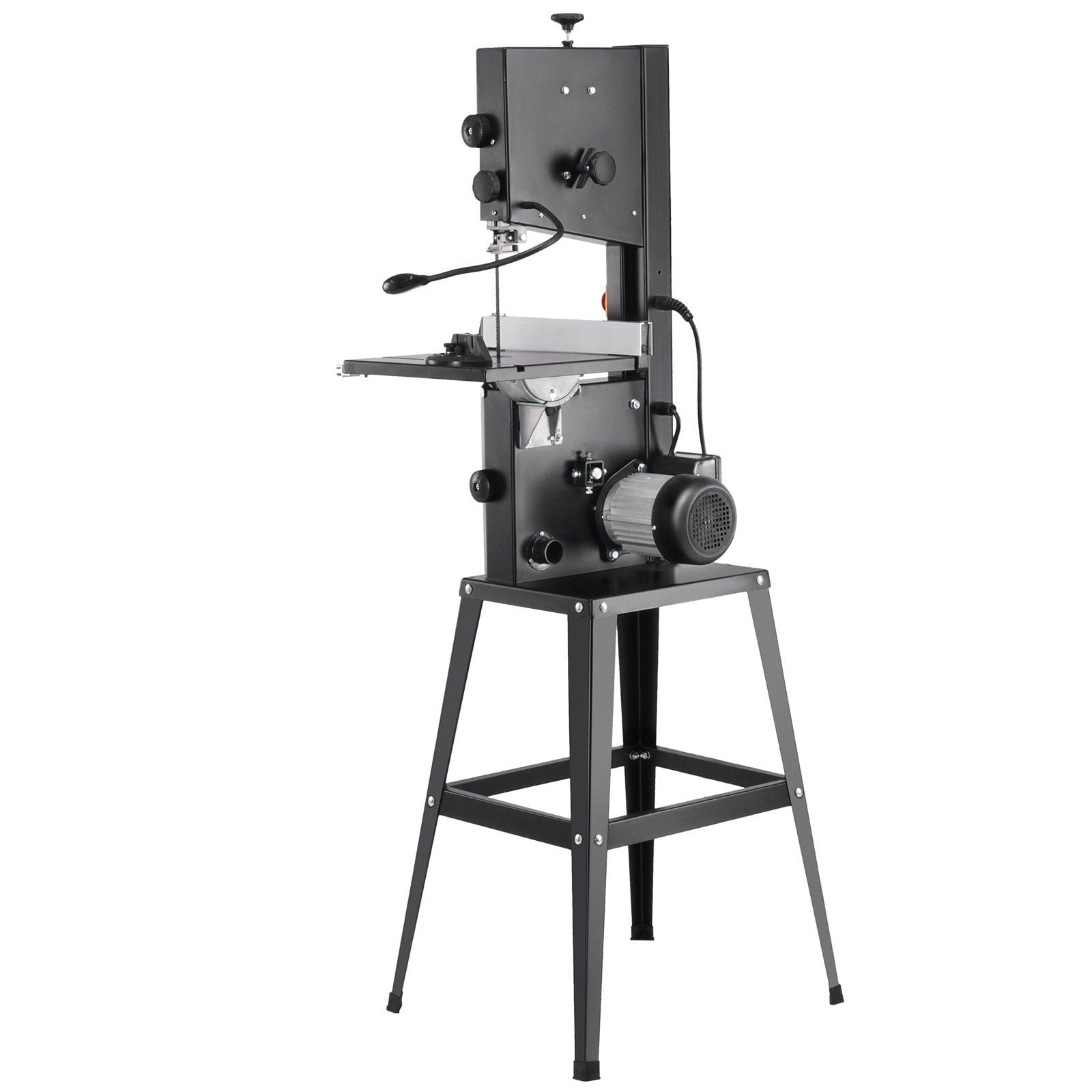 Band Saw with Stand, 10-Inch 370W Dual-Speed Benchtop Bandsaw – 560/1100 RPM, 0.5HP Motor, Metal Stand with Work Light, Fence & Miter Gauge for Wood, Aluminum & Plastic