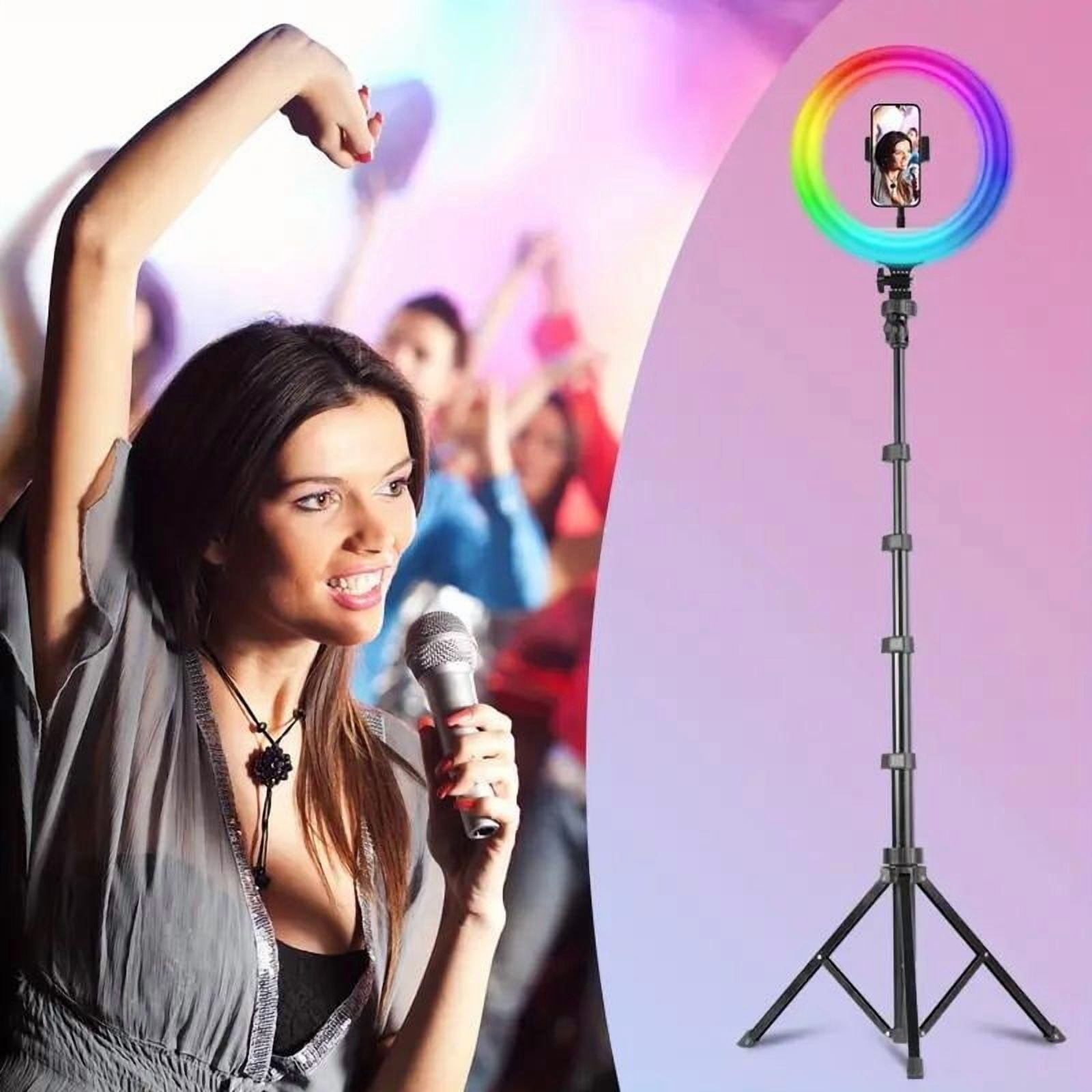 ZOMEI 10" Adjustable LED Ring Light with 63-inch Telescopic Arm and Multiple Color Options — Ideal for YouTube Shorts, Beauty Bloggers, Professional Studio Product Photography, and Instagram Video