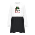 thumbnail image 4 of Pisexur Robes de Noël pour Femmes Mode Imprimé Noël Robes de Vacances Décontractées Col Rond Manches Longues Robe Fluide à Étages Mini Robe de Fête, 4 of 4