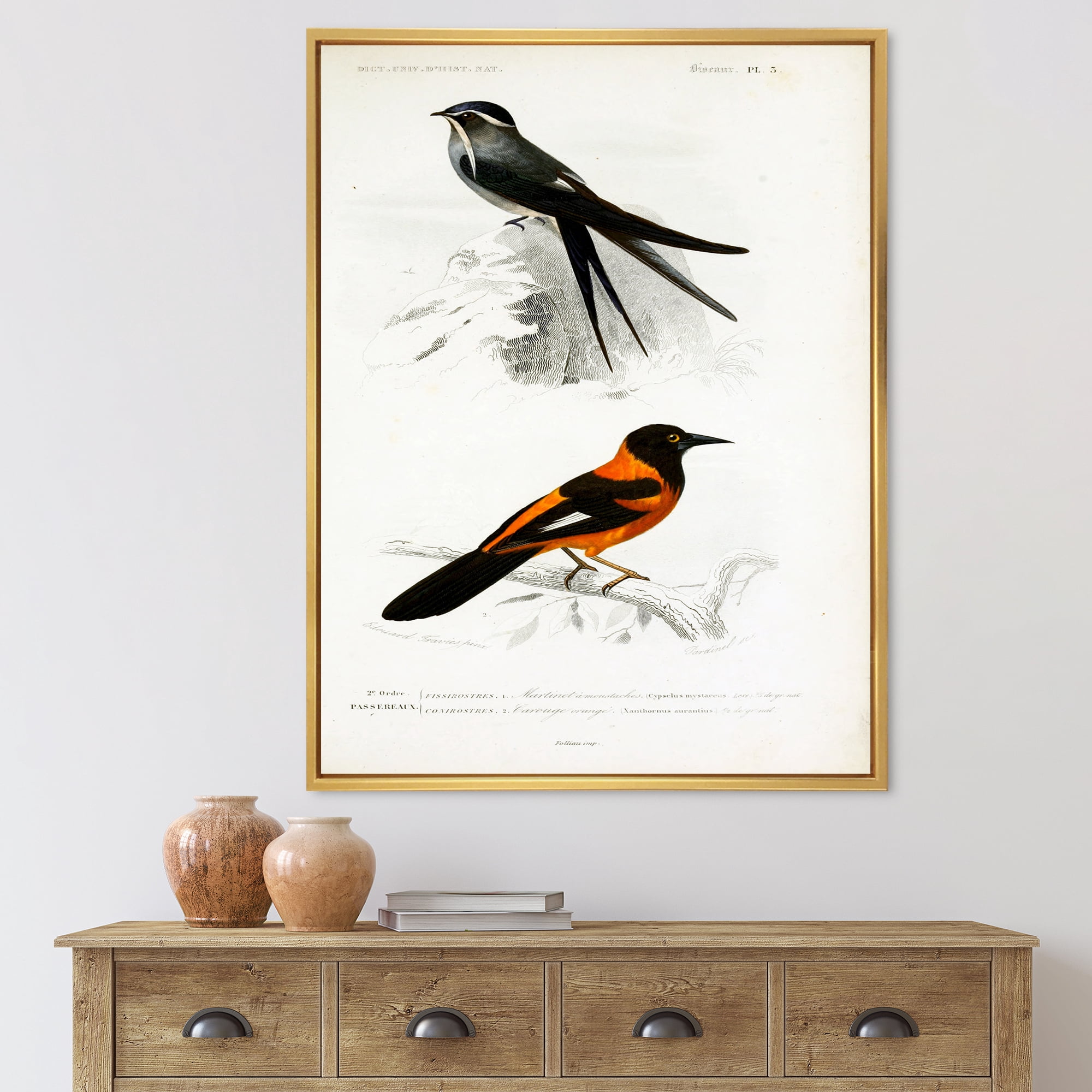 Designart 'Ancient Bird II' Traditional Framed Canvas Wall Art Print