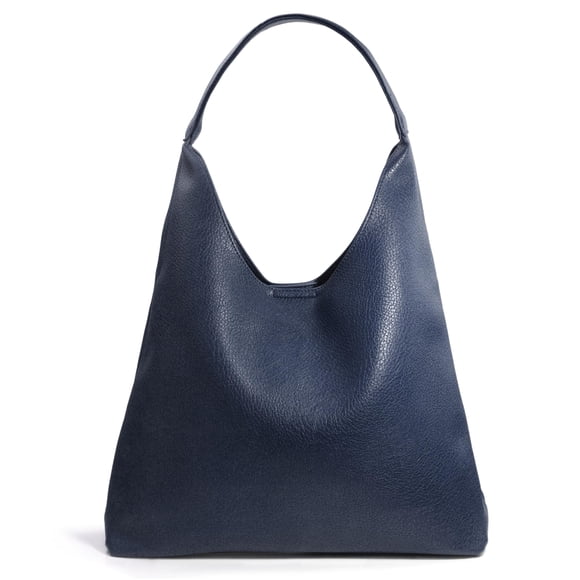 Bolso Hobo HOXIS de piel vegana suave para mujer, color azul marino