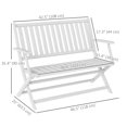 thumbnail image 3 of Outsunny Outdoor Bench, 46.5" Foldable Acacia Wood Loveseat, White, 3 of 10