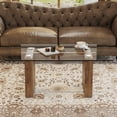 thumbnail image 3 of Modern minimalist transparent tempered glass coffee table and dining table, paired with wooden MDF, 3 of 5