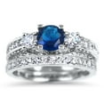 thumbnail image 5 of LaRaso & Co His & Her Wedding Rings Set Blue Sapphire Engagement Ring Band Set Men Women, 5 of 6