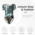 thumbnail image 4 of Rateoe Turtle In Jungle Waterfall Printed Women Rash Guard Short Sleeve,Tummy control Swimsuit Surfing Swimsuit Bathing Suit Short-sleeved Onesie UPF 50+ -Large, 4 of 7