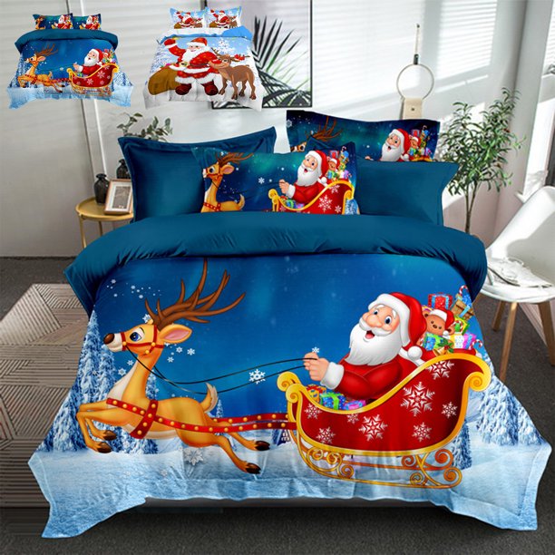 Fiudx Decoraciones Del Hogar Para Sala De Estar. Funda Nórdica Navideña De Tamaño Individual,Juego De Funda Nórdica Con Cierre De Botones, Funda De Edredón De Microfibra Lavada Ultra Suave Con Fundas