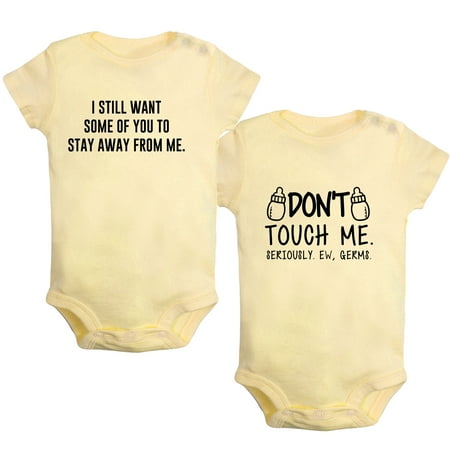 

iDzn Pack of 2 Don t Touch Me Seriously EW Germs Funny Rompers For Babies Newborn Baby Unisex Bodysuits Infant Jumpsuits Toddler 0-24 Months Kids One-Piece Oufits