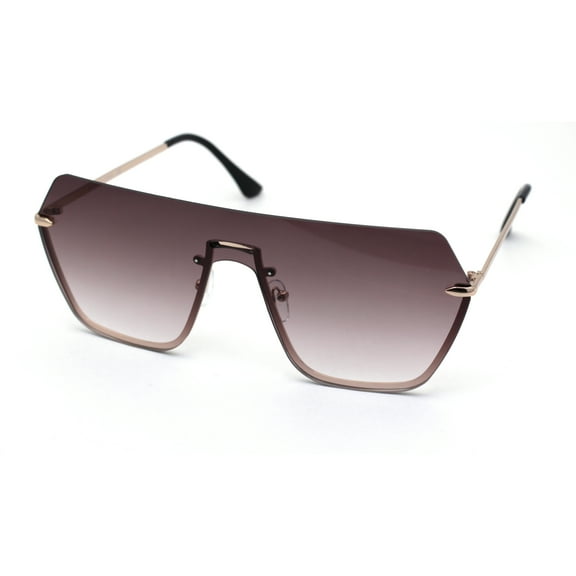 Oversize Luxury Robotic Shield Rimless Trendy Retro Sunglasses Gold Burgundy