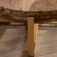 thumbnail image 6 of Antique Round Wood Coffee Table, Farmhouse Cocktail Center Table for Living Room, Thicken Wood Table Top with Cross Metal Base (31.29", Natural+Gold), 6 of 9