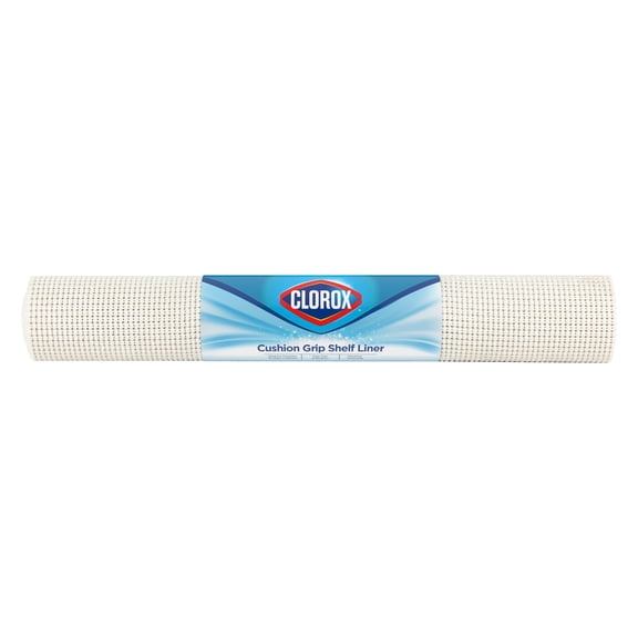 Cushion Grip Shelf Liner with Clorox, White, 20 in. x 9 ft. Roll