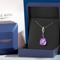 thumbnail image 5 of Gem Stone King 925 Silver and 10K Yellow Gold Purple Amethyst Pendant Necklace for Women | 10.11 Cttw | Gemstone February Birthstone | Pear Shape Checkerboard 18X13MM | With 18 inch Chain, 5 of 6