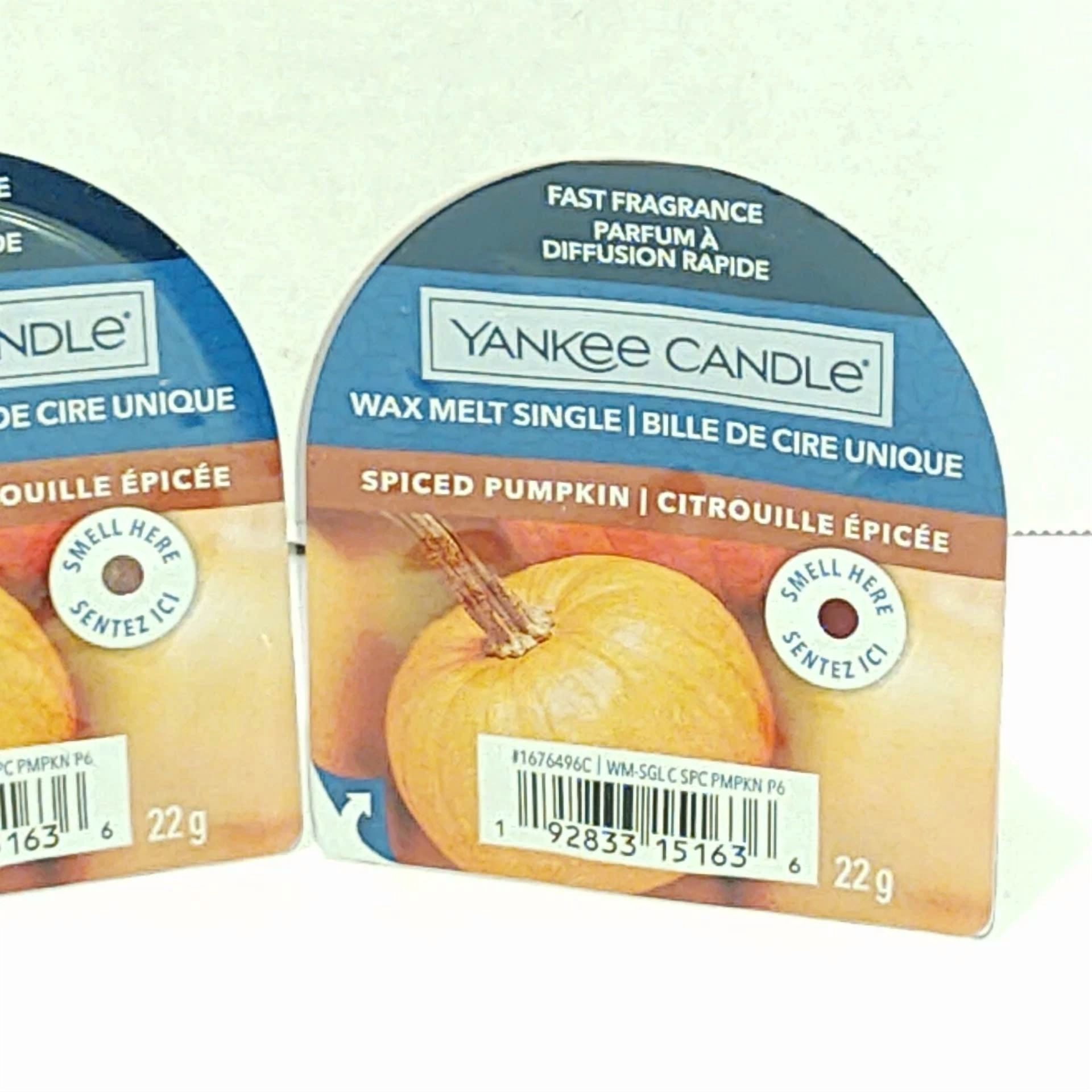 Yankee Candle Spiced Pumpkin Wax Melt Tart Singles X 2 0.8 Oz Each New