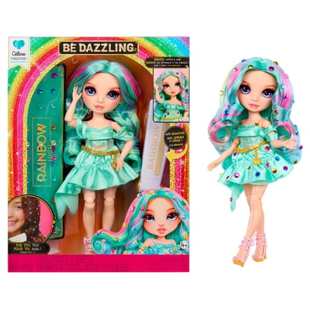 Rainbow High Be Dazzling Fashion Dolls- Celine Turquoise (Teal) with Bedazzler Tool and Sparkle Gems