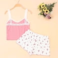 thumbnail image 7 of BRICH Women's Cute 2 Piece Pajama Sets Ruffle Cami Top and Shorts Sleepwear Set Pink S, 7 of 7