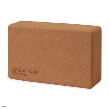 Evolve by Gaiam Cork Yoga Brick, Made from Sturdy Sustainable Cork, 3 In. Thickness