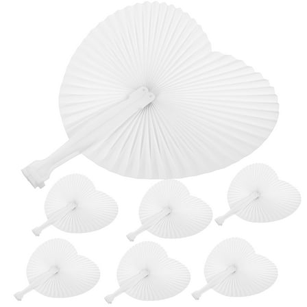 MLINS  12 Pcs Japanese Hand Held Fan Handheld Paper Fans Love Hearts White